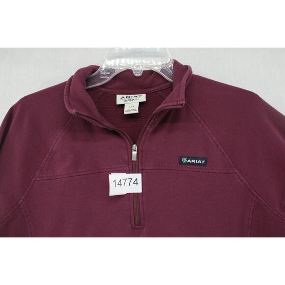 Ariat Quarter Zip Sweatshirt Women’s Large Maroon Pullover Preppy Modern - Picture 9 of 9